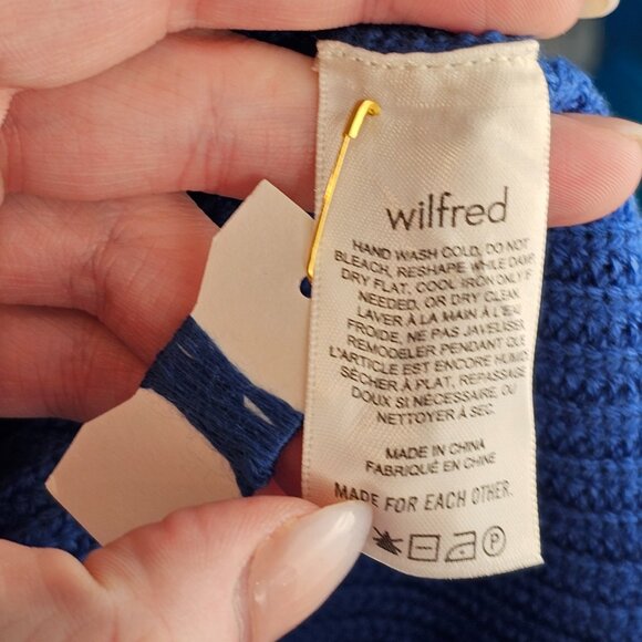 Wilfred Aritzia NWT Sardou Vibrant Blue Scalloped Scoop Cropped Sweater Sz XXS - Picture 6 of 9